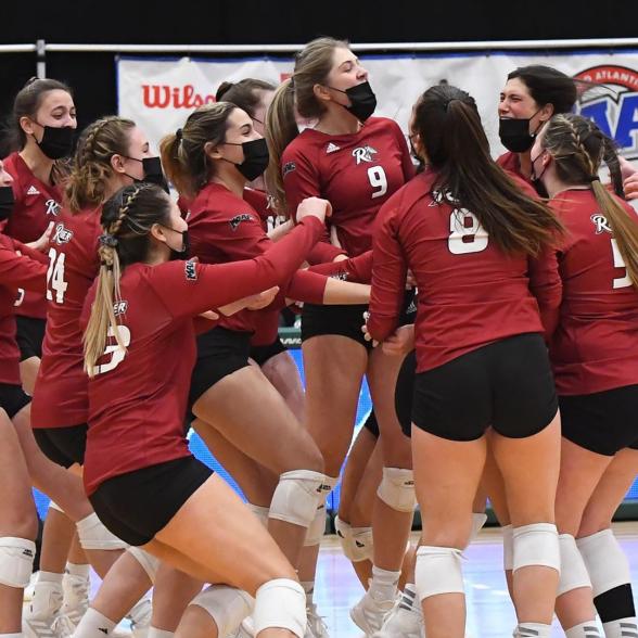 Volleyball team celebrates victory