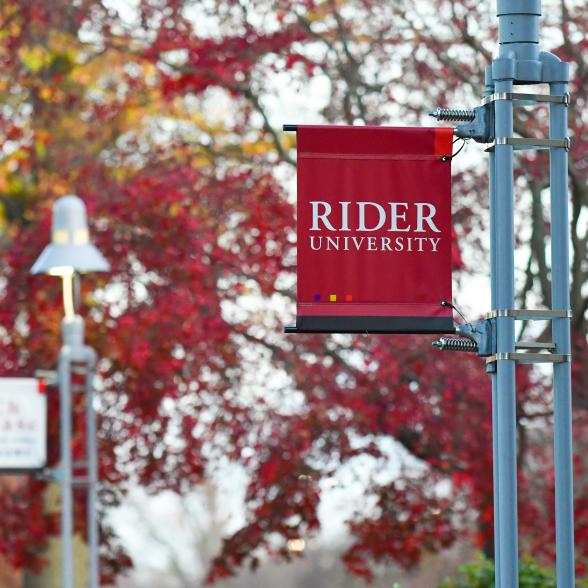 Rider University campus foliage in autumn
