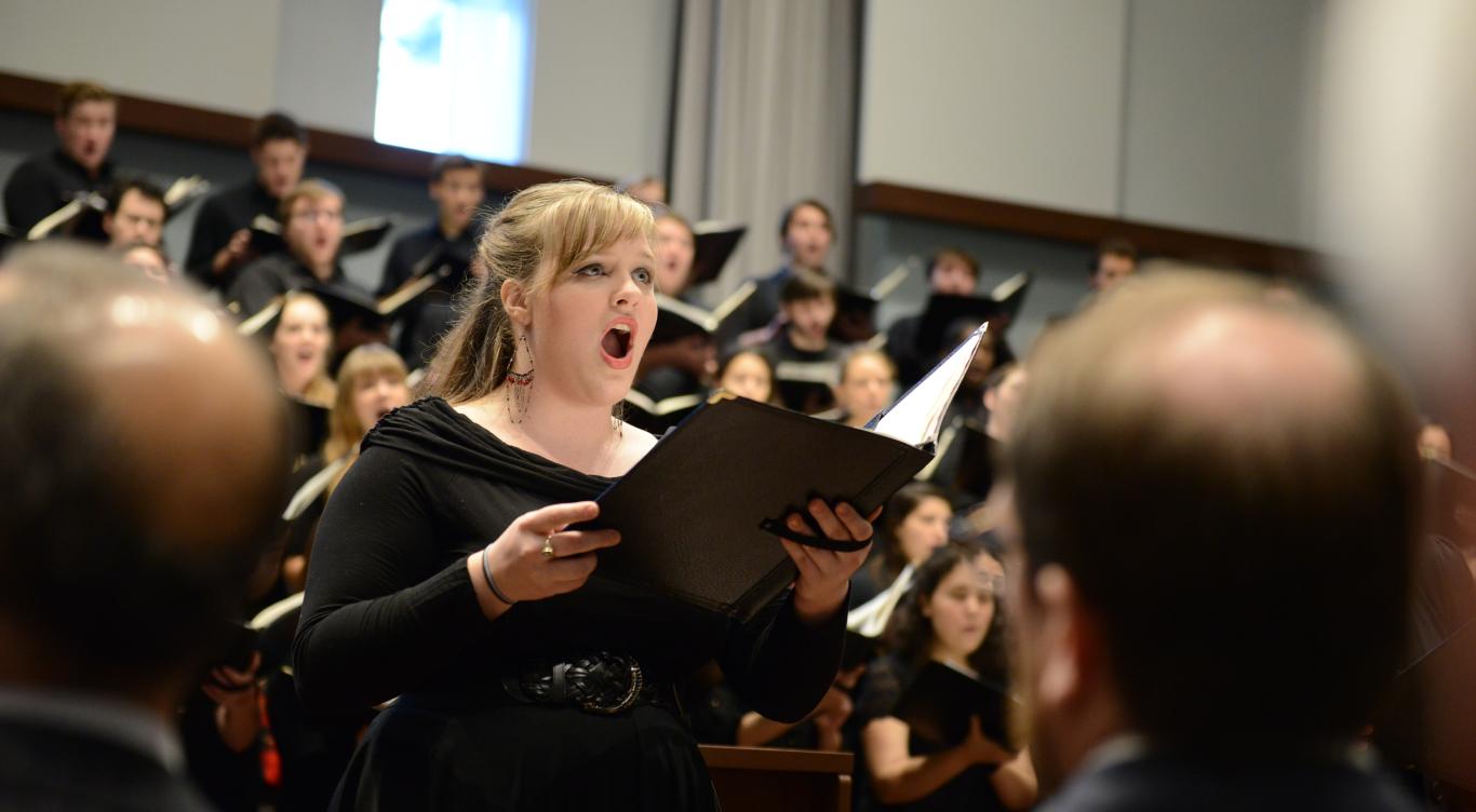 Conservatory student sings solo in chorus