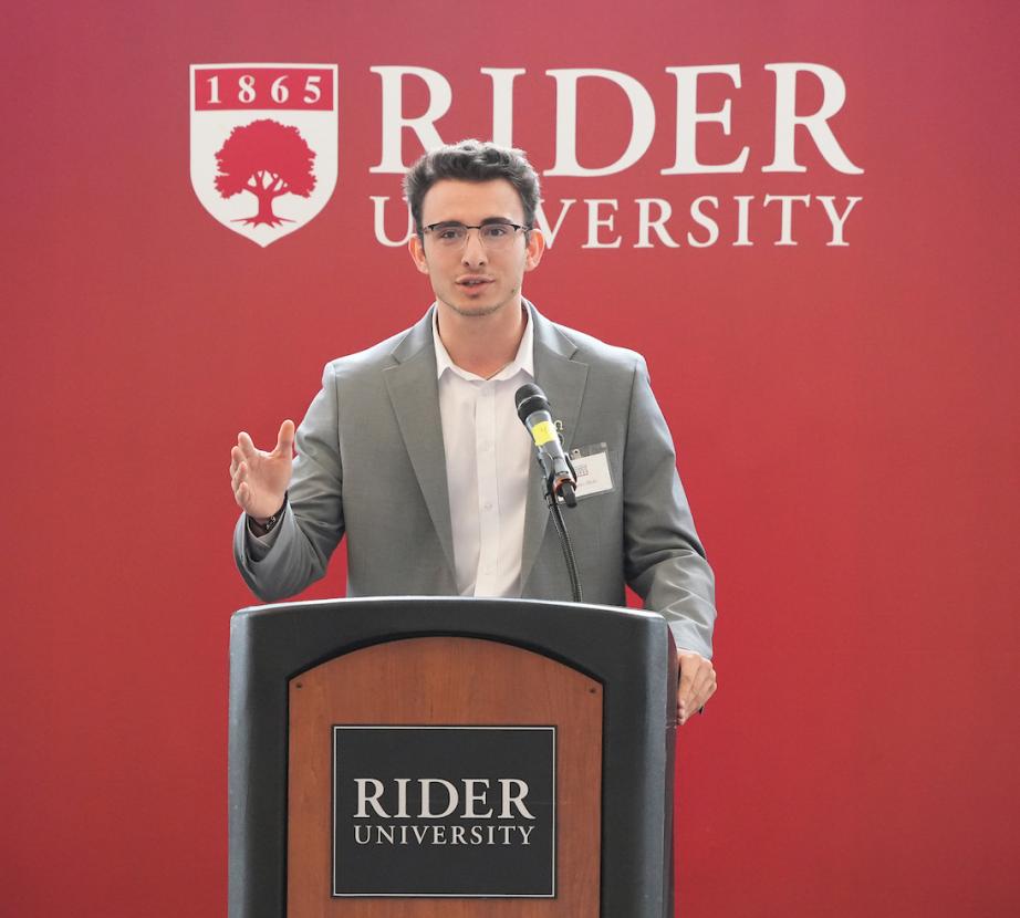Student speaking at annual luncheon