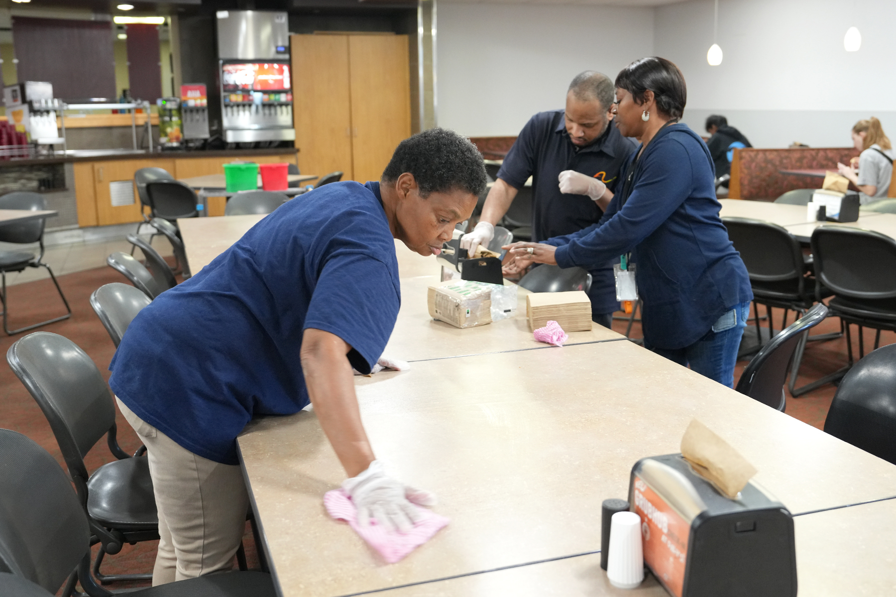 Member from The Arc working in Daly Dining Hall