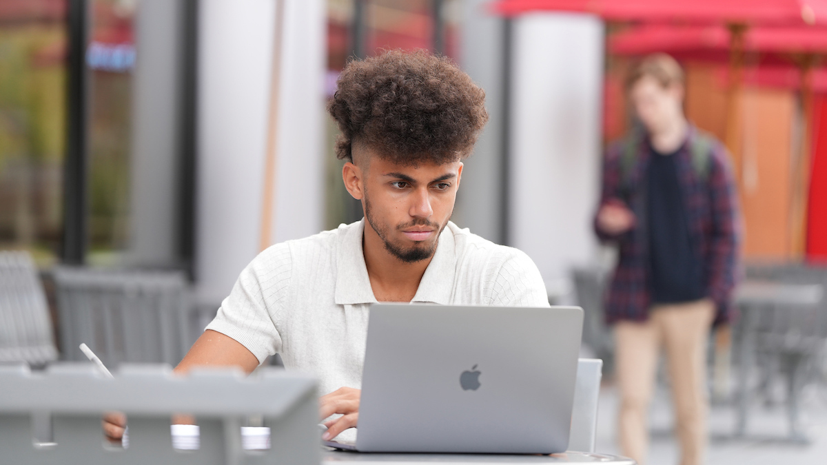 Student using laptop