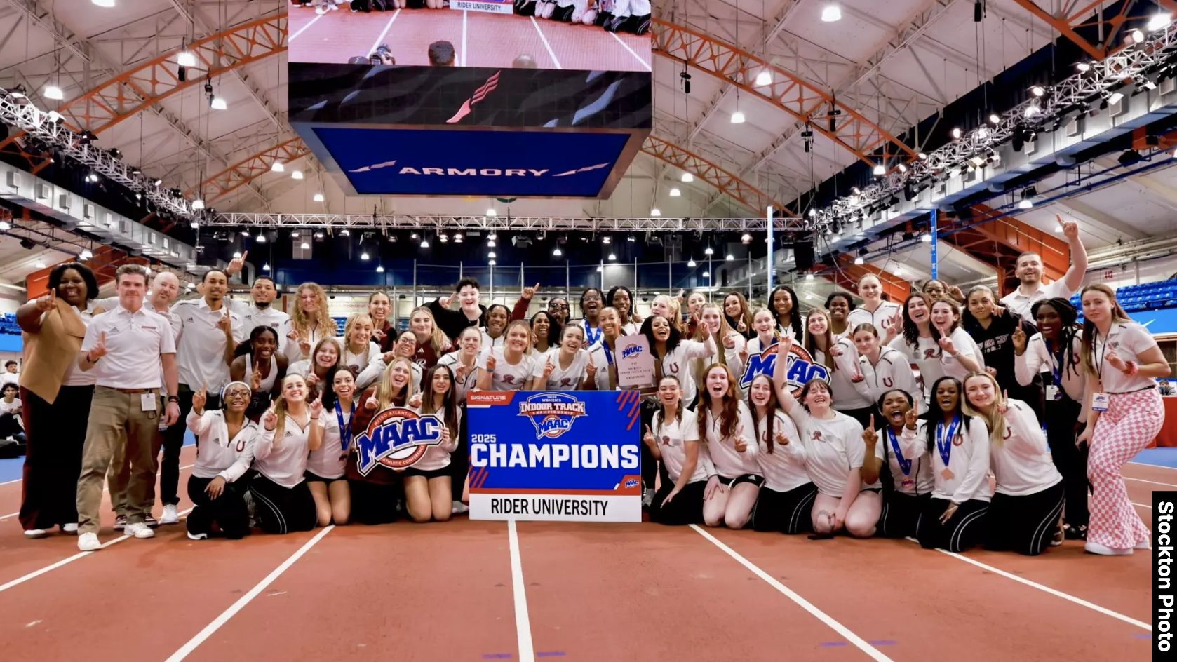 2025 Rider women's track and field indoor MAAC championship team