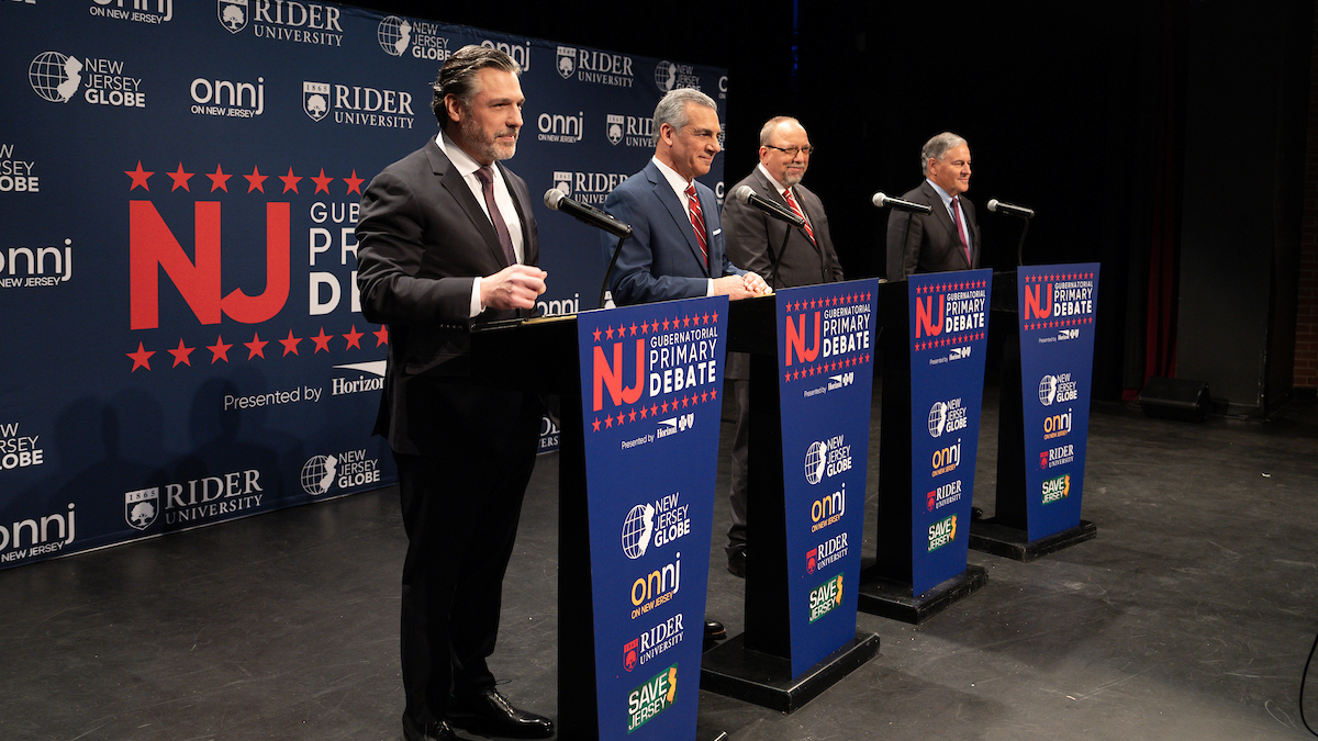 Republican gubernatorial candidates on stage at Rider