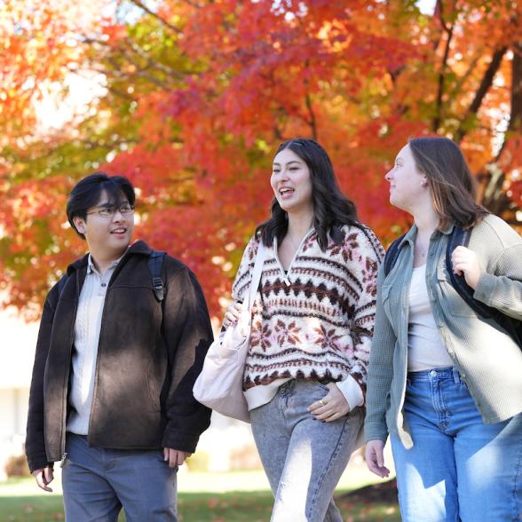 Students walking on a fall day