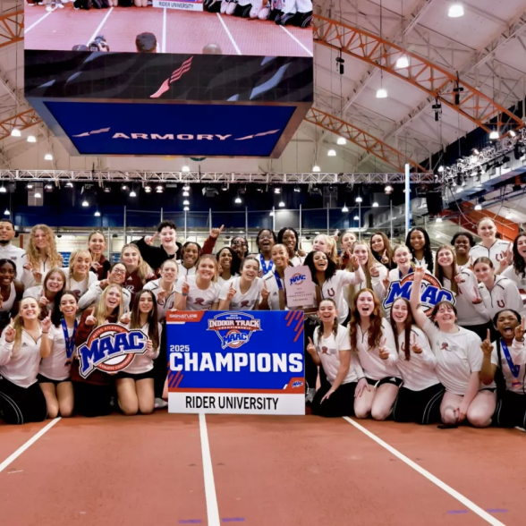 2025 Rider women's track and field indoor MAAC championship team